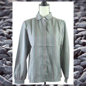 Vintage Diamond Print Secretary Blouse